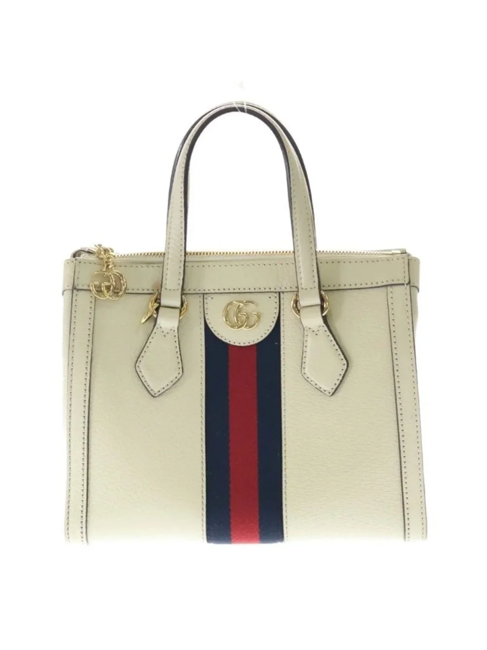 Gucci Ophidia GG Sherry Line Leather 2-Way Shoulder Bag White Ivory